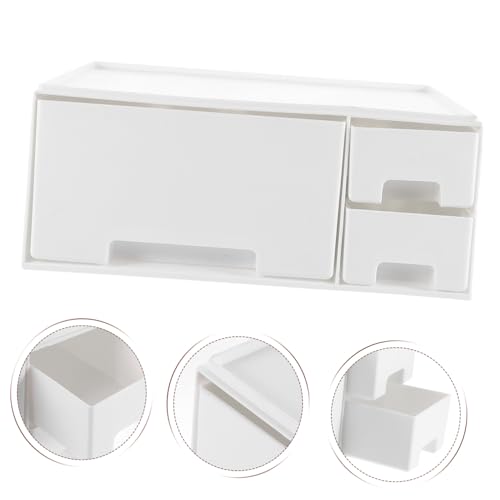 Support pour écran d'ordinateur à finition soignée et tiroir blanc design