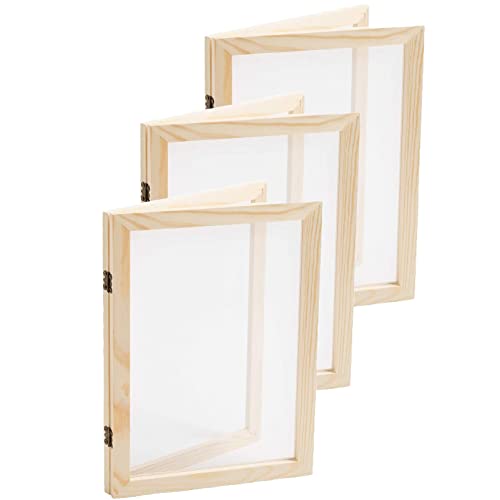 Sanmum 3 Packungen Holz Papierherstellung Form Deckle Traditionelle DIY Papier Making Screen Werkzeug Rahmen für getrocknete Blumen Handwerk DIY Papier Handwerk (3pcs 25 x 19 cm)