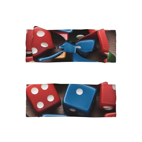 Games Dice Set Prints Baby Bow Headband - Super Stretchy Soft Bows Hair Accessories for Newborn Infant Toddlers Kids Girls - Elastic and Skin-Friendly2