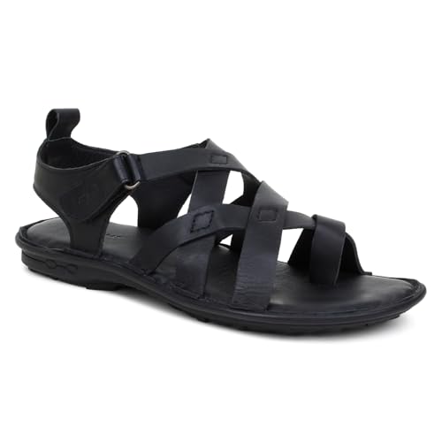 Image of MARDI GRAS Leather Sandals for Men | Casual Sandals with PU Sole & Foam Insole | Adjustable Straps, Breathable Leather Lining