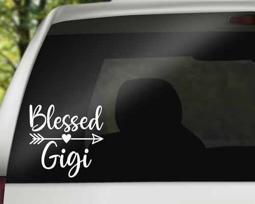 Image of Blessed Gigi Decal | Grandma Vinyl Car Bumper Sticker for Window Laptop Tumbler | 5 inch x 5 inch Size White | Made in USA