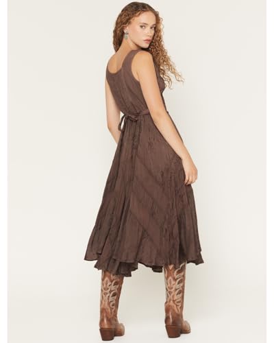 Image of Scully Women's Women's Lace-Up Jacquard Midi Dress - HC118-CHOCOLATE XX- US Brown
