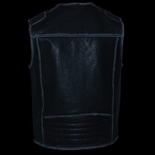 Image of Milwaukee Leather Men's Classic Collarless Motorcycle Biker Rider Leather Vest |MLM|SH
