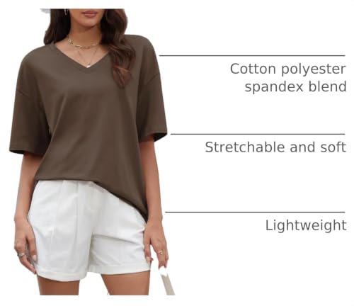 Image of ATHMILE Womens Oversized Shirts V Neck Plus Size Spring Workout Summer Tops Beach Vacation 2026 Gym Clothes Basic Tee