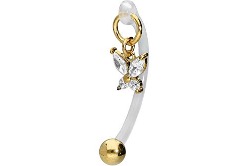 PIERCINGLINE PMFK Bananabell + Design en acier chirurgical | CRISTAL PAILLON | Piercing pour la zone intime du ventre | Choix de couleur, 4 mm