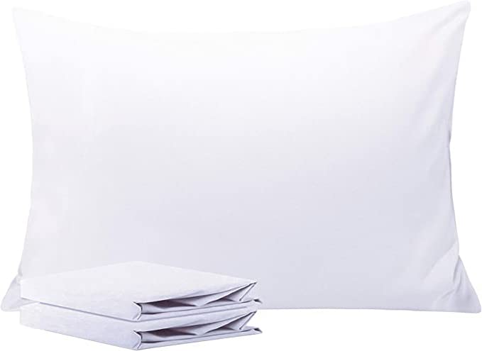 Dazzle Collection® Pair of Housewife Pillowcases Non Iron Bedding Pillow Cover Percale Bedroom Pillow Polycotton 50% Cotton 50% Polyester (70cm x 50cm) (White)