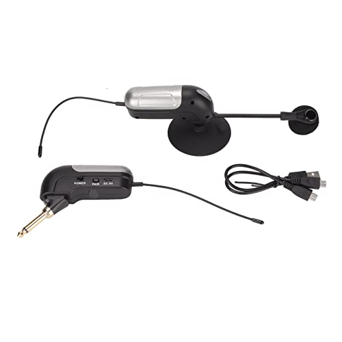 aqxreight Micrófono Inalámbrico para Instrumentos UHF con Cuello de Ganso 360° Shockproof Transmisión Estable 45m Ideal para Guitarra Violín Bajo y Más Instrumentos Musicales