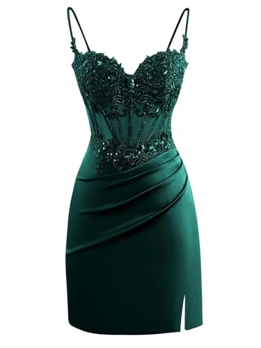 Womens Lace Appliques Short Homecoming Dresses 2025 for Teens Corset Satin Pleated Mini Prom Cocktail Party Gowns