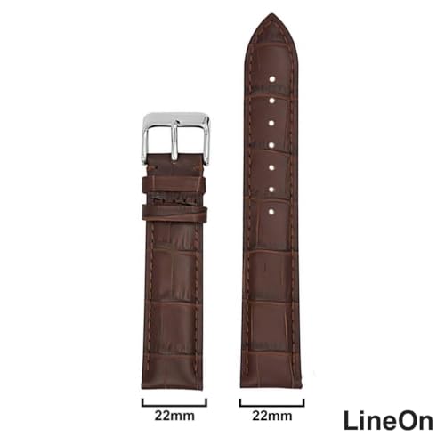 Image of Lineon 22mm Half Padded Leather Mens Watch Strap For Branded Watches Compitable with Titan, Timex, Casio, Sonata, Tool and Pins Include