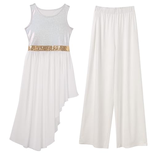 Buy IBAKOM Praise Liturgical Dance Costume For Women Loose Fit Full Length Metallic Gold V-Neck