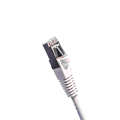 Cat5E Shielded Ethernet Patch Cable White 0.5ft - Internet Cable Snagless Boot Network Wire - High Speed Ethernet Patch Cable 350MHz FTP Cord - 4 UTP 24AWG Stranded Pure Copper Wire