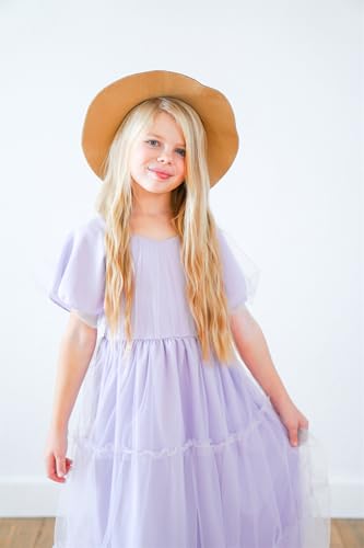 fioukiay Girls Tiered Tulle Maxi Dress Flower Girl Dresses Vintage Ruffle Sleeve A-Line Formal Bridesmaid Wedding Party Dress2