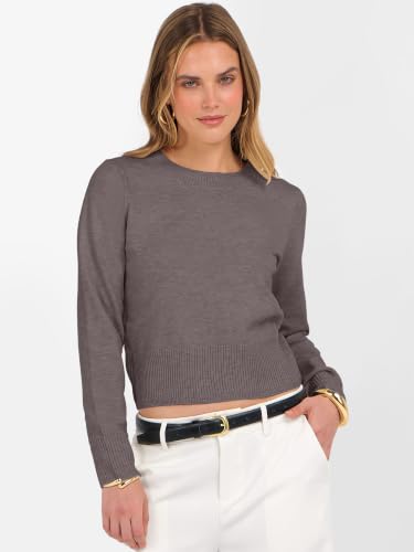 Image of ANRABESS Women's Long Sleeve Sweaters Cropped Crew Neck | Business Casual Tops,Light Weight Comfy Knit,Pullover ShortSweater,Basic Classic,Fall Fashion Winter Layer Clothes