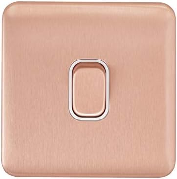Schneider Electric Lisse Screwless Deco - Single 2 Way Light Switch, 10AX, GGBL1012WLCS, Light Copper with White Insert
