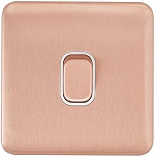 Schneider Electric Lisse Screwless Deco - Single 2 Way Light Switch, 10AX, GGBL1012WLCS, Light Copper with White Insert