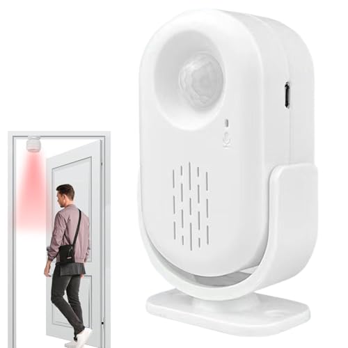 Sirseon Timbre de puerta con movimiento, timbre de puerta con sensor de movimiento para empresas - Timbre de puerta de tienda de negocios recargable por USB | Solución de seguridad