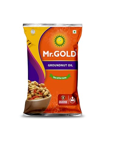 Image of Mr.Gold Groundnut Oil Pouch, 1 L | Pure | Natural | No preservatives | No artifical fragrances- Total 1L