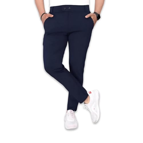 Image of Mens Regular Fit Casual Ankle Chino Trouser Style Lower, Everyday Wear Lower Pants Zipper and Button Closer Lycra Blend Stratchable Trousers