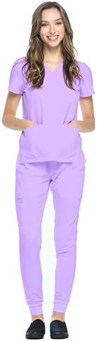 Dagacci Medical Uniform Women's 4-way Stretch Scrub Jogger Sets 4-way Stretch Scrub Jogger Sets (pack of 2)