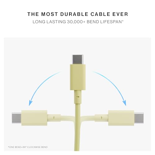 Image of Native Union USB-C Pop Cable XL - Coiled Extendable - 7.9ft Ultra-Strong Charging Cable Compatible with iPhone Air, 17e, 17 Pro Max, iPad Pro M5, Galaxy S26, Fold 7 (Lemon)