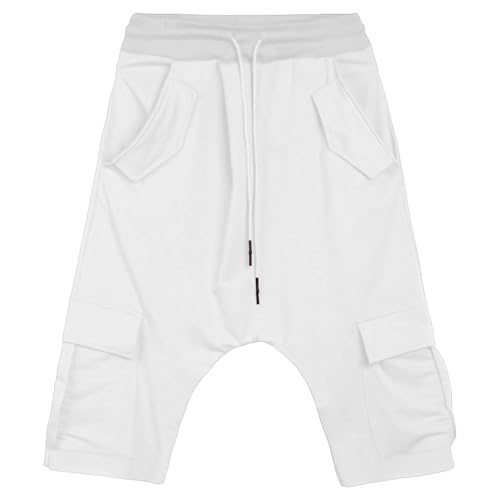 Maiyifu-GJ Men's Baggy Low Crotch 3/4 Joggers Hippie Harem Jogger Capri Pants Multi Pockets Drop Crotch Yoga Sweatpants2