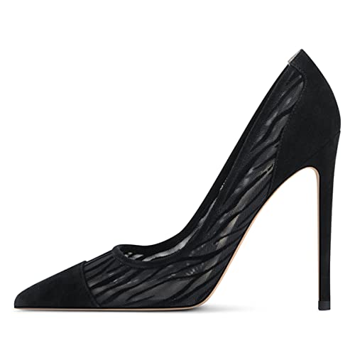 FSJ Women Fashion Pointed Toe Stiletto High Heel Pumps Mesh Slip On Party Dress Ladies Shoes Size 4-15 US3