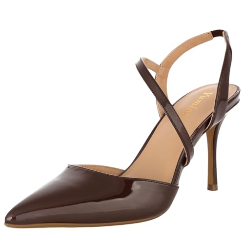 Closed Toe Slingback Heels Wedding High Stiletto Heel for Women 3.3 Inch Ankle Strap Pointed Toe Pumps Prom Dress Bride Shoes for Dinner Party Sexy