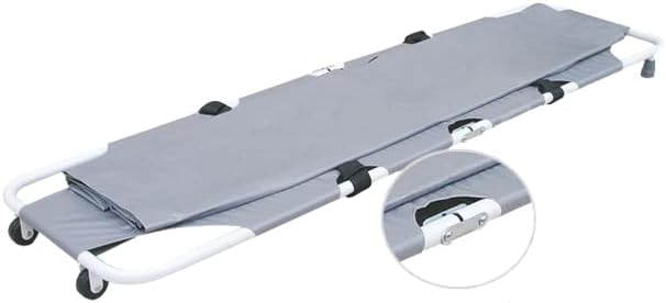 ストレッチャー 簡易 担架 二つ折り コンパクト 折りたたみ PU製 防水 耐食 遺体用 救助 介助 災害対策 防災グッズ (鋼)