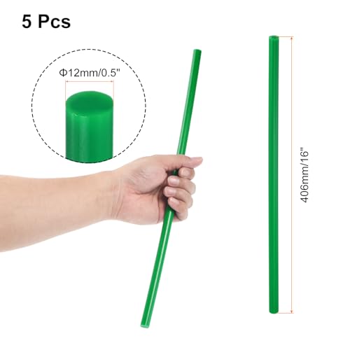 Image of uxcell 5 Pcs Green Plastic Rods 12 x 406mm ABS Styrene Round Stick Round Solid Bar DIY Model for DIY Toys Building Making Architectural Model Making