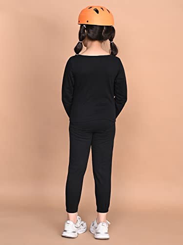 Image of LILPICKS Couture Never Mind Printed Full Sleeve Top with Jogger Set (Black)