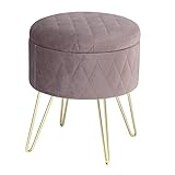 Excelente comodidad del asiento: el suave terciopelo acolchado le brinda una experiencia muy cómoda, el taburete está hecho de tablero de fibra de MDF ecológico (nivel E1) y estructura de metal dorado para garantizar una larga vida útil