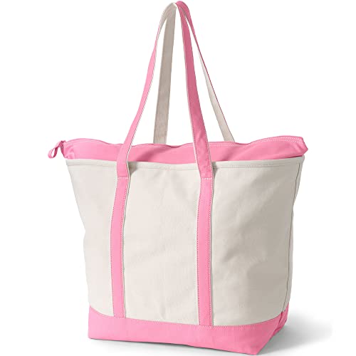 Image of Lands' End Zip Top Long Handle Canvas Tote Bag