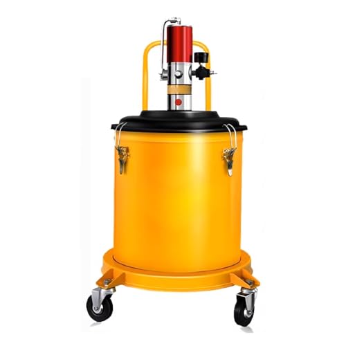 High Pressure Grease Pump, Air Operated, 30L Capacity, Compatible with 5 Gallon Drums, Includes Wheels and 16ft Hose