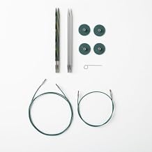 Knit Picks Try It Wood and Stainless Steel Interchangeable Knitting Needle Set - US 6 and 7 Caspian and Reflections Stainless Steel