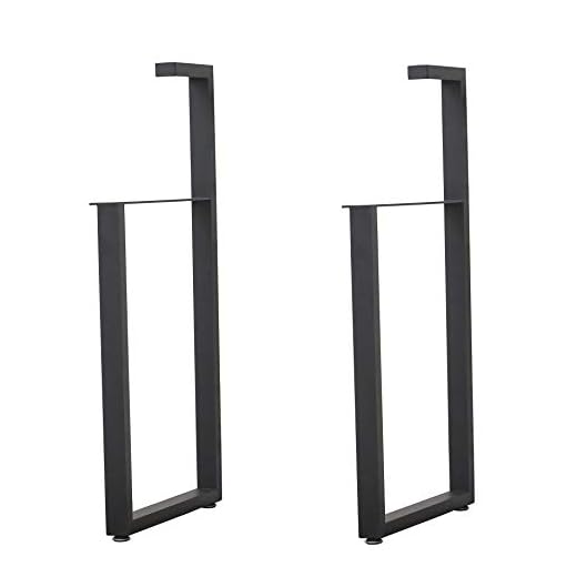 Industrial Black Metal Furniture Legs,Black Cast Iron Table Legs,RetroHeavy Duty Square Tube Desk Legs,Metal Dining Coffee Work Table Bench Furniture Legs,Set of 2