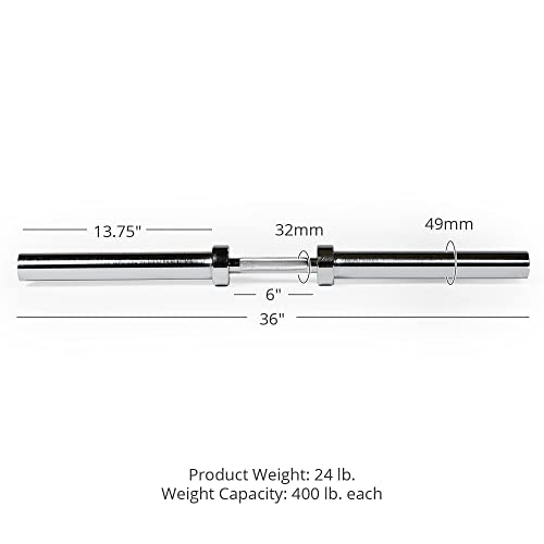 Titan Fitness Single 36In Loadable Olympic Dumbbell Bar, 400 Lb Capacity, Knurled Handle For Home Gym Strength Training #TOP1