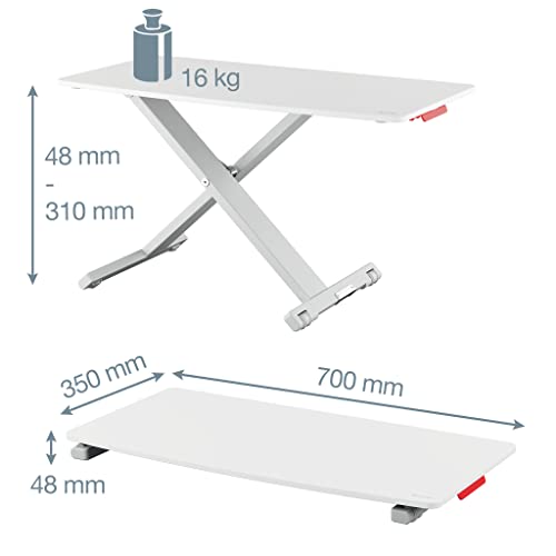 Compact Ergonomic Standing Desk Converter - Adjustable Height, White & Grey - Image 3