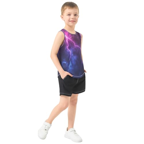 Boys Tank Top Shirts Colorful Abstract Graphic Neon Sleeveless T-Shirts Crew Neck for Kids Clothing Children4