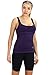 icyzone Women Workout Yoga Spaghetti Strap Racerback Tank Top with Built in Bra(L, Purple)