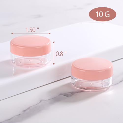100 Count Sample Containers with Lids, 10 Gram Small Plastic Makeup Jars Lip Scrub Cosmetic Container - Pink by BTYMS - Image 2