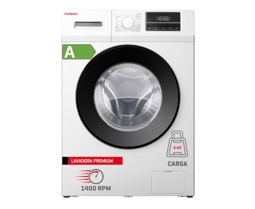 Corberó - Lavadora Carga Frontal | CLT604VIN| 6 Kg | Motor Inverter |16 Programas | Vapor Antialérgico | Inicio Diferido 3-24h| Lavado Rápido 15-30 Min | Puerta XXL | 1200 Rpm | Blanco