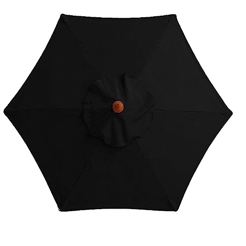 Housse de remplacement pour parasol abîmé bâche noire 270 cm 6 bras