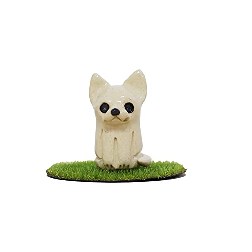 ペット分骨入れ ペット骨壷 国産 手作り 信楽焼 専用芝生付き 遺骨入れ かわいい あの子 ペットロス (チワワ)