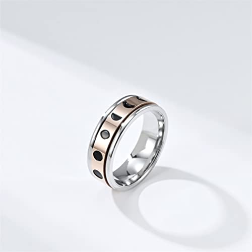 Image of PAURO Unisex Anxiety Ring Rotatable Eclipse Polished Wedding Band | Stainless Steel Wide Simple Polished Wedding Engagement Band for Men Women,Classic Style,Comfort Fit