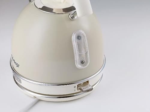 Ariete Bollitore Vintage 2877, Bollitore Elettrico con Livello Acqua Visibile, Base Cordless 360°, Spegnimento Automatico, Impugnatura Ergonomica, Capacità 1,7 L, Acciaio Inossidabile, 2000W, Beige - Immagine 1