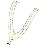Unified Jewellery Juego de collar de oro multicapa para mujer, gargantilla de cadena retro de 3 piezas con colgante de cerradura y moneda, ajustable de 43 a 57,5 cm, aleación de zinc de metal, joyería