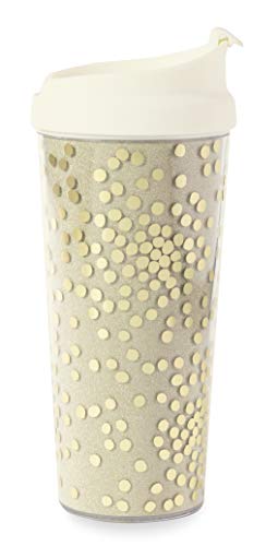 Kate Spade New York 16 Ounce Insulated Travel Mug, Gold Dot Double Wall