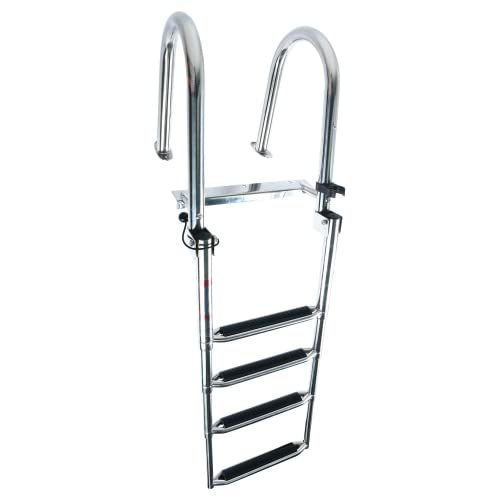 DasMarine 4 Step Stainless Steel Pontoon Boat Ladder