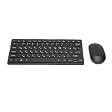 PUSOKEI Russian Layout Wireless Keyboard and Mouse Combo,2.4GHz Compact 78 Key Set with Silent Click Mouse,Ultra Slim Mini Keyboard for PC Laptop Desktop,Plug and Play USB Receiver