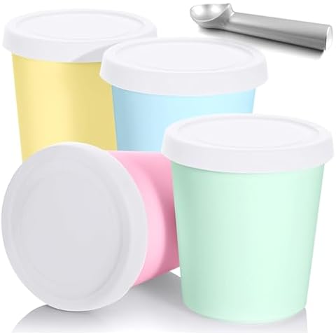 Nuenen 5 Pack Ice Cream Containers with Lids Cover